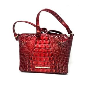 Brahmin Hillary Croc-Embossed Red Leather Crossbody Bag